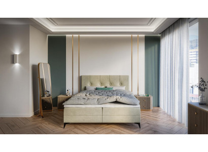 Łóżko Luxury Sypialnia Meble tapicerowane Design Podwójne łóżko Materiałowe łóżko skrzyniowe